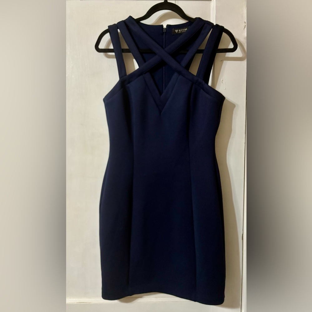 Guess Navy blue strappy criss-cross neckline and V-neck size S
